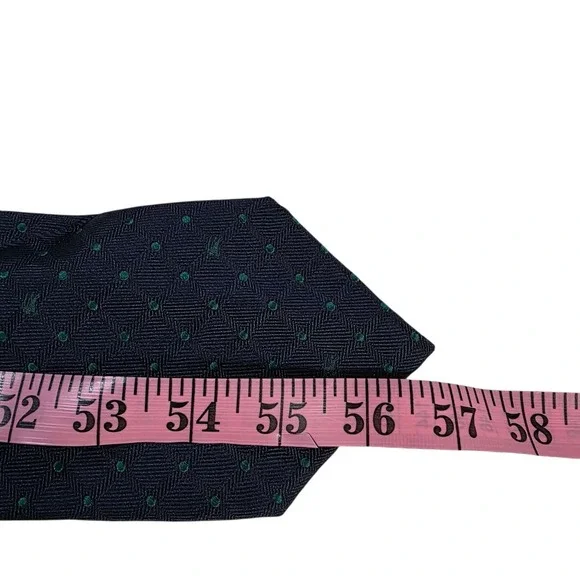 NWT Burberrys Silk Tie Navy Blue Green Dot Pattern Made in Italy Men's Power